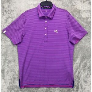RLX Ralph Lauren Men's Performance Polo Shirt Sz L Purple/Red Striped Bay Hill
